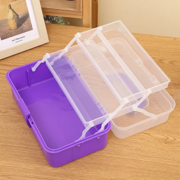 3 Layers Large Capacity Storage Box Foldable Multifunctional Plastic Portable Makeup Hairpin Organizer Nail Art Jewelry Box 4
