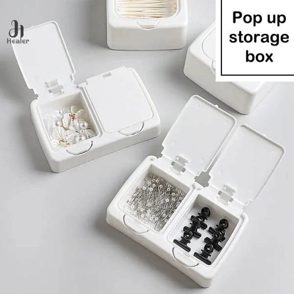 White Storage Box Desktop Organizer Large Capacity Stickers Box Subpackage Holde 1