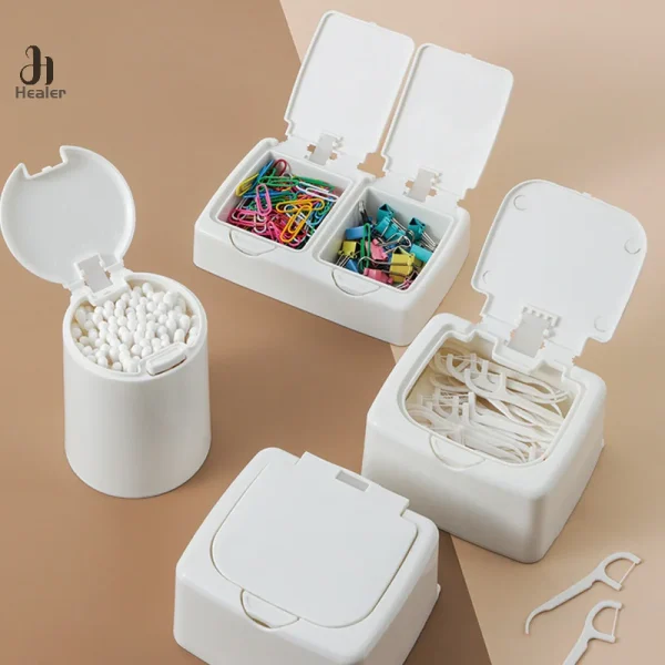 White Storage Box Desktop Organizer Large Capacity Stickers Box Subpackage Holde 2