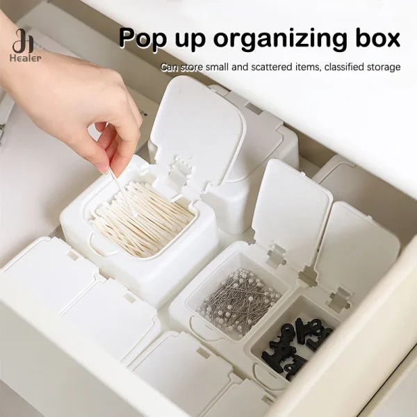 White Storage Box Desktop Organizer Large Capacity Stickers Box Subpackage Holde 3