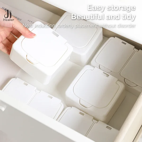 White Storage Box Desktop Organizer Large Capacity Stickers Box Subpackage Holde 5