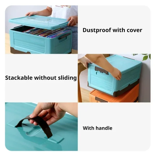 Folding Storage Box Multifunction Foldable Organizer Container Plastic Sundries Storages Supplies Organizer Box with Lid 1 PCS 3