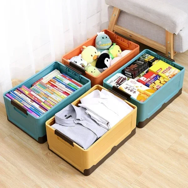 Folding Storage Box Multifunction Foldable Organizer Container Plastic Sundries Storages Supplies Organizer Box with Lid 1 PCS 6