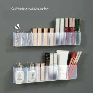 1/2pcs Wall-Mounted Mini Storage Box Transparent Plastic 2/3 Grids Makeup Holders Self-adhesive Sundries Rack Organizer 1