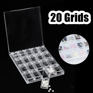 20 Grids Clear Display Case Organizer Holder For Jewelry Nail Rhinestone Beads Box Acrylic Makeup Organizer Nail Art Storage Box 1