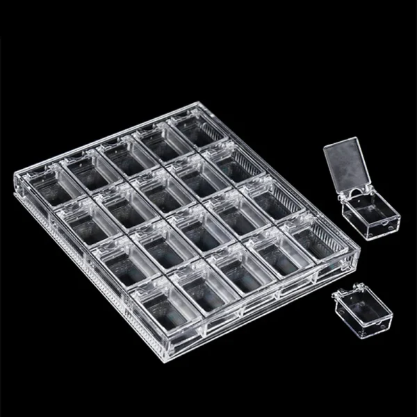20 Grids Clear Display Case Organizer Holder For Jewelry Nail Rhinestone Beads Box Acrylic Makeup Organizer Nail Art Storage Box 3