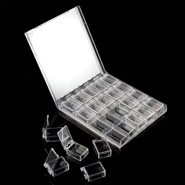 20 Grids Clear Display Case Organizer Holder For Jewelry Nail Rhinestone Beads Box Acrylic Makeup Organizer Nail Art Storage Box 4
