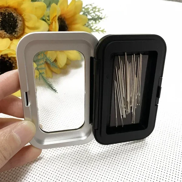 1Pc Magnetic Box Black Rectangle Sewing Needle Holder Case Buttons Pins Needlework Storage Box for Sewing Tool  Accessories 3