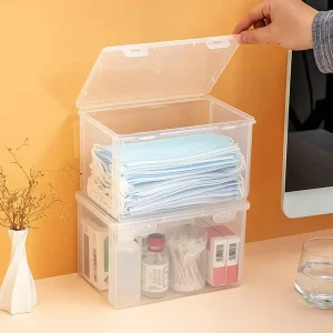 2PCS Transparent Large Capacity Mask Storage Box Household Mask Nose Medicine Storeage Compartment 1