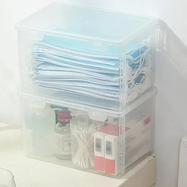 2PCS Transparent Large Capacity Mask Storage Box Household Mask Nose Medicine Storeage Compartment 2