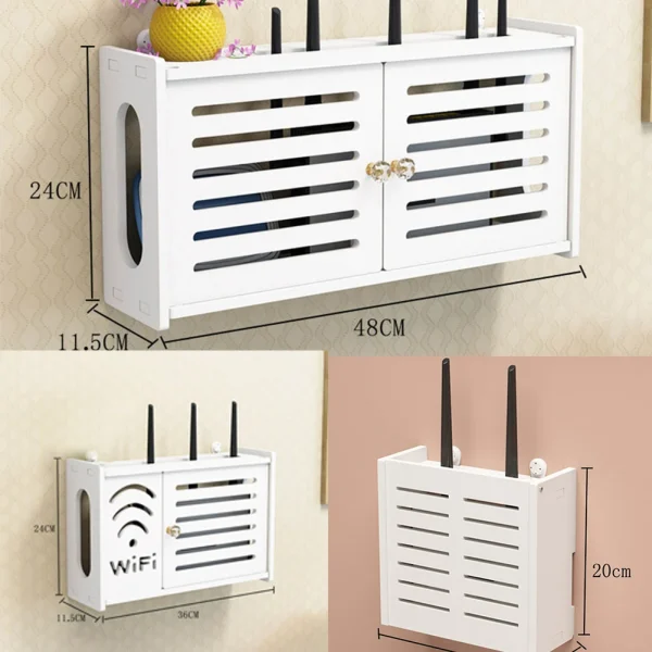 Breathable Radiating  Wireless Router  Storage Box  Rack Living Room Wall-Mounted WiFi Storage Boxes Wall Decoration 4