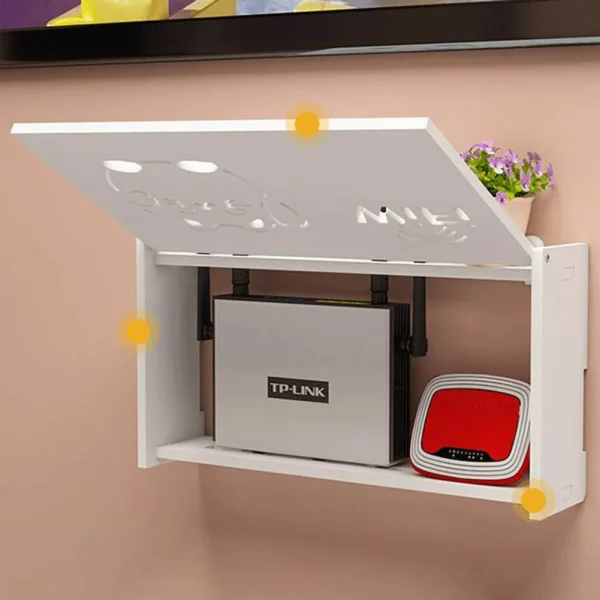 Breathable Radiating  Wireless Router  Storage Box  Rack Living Room Wall-Mounted WiFi Storage Boxes Wall Decoration 5