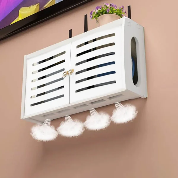 Breathable Radiating  Wireless Router  Storage Box  Rack Living Room Wall-Mounted WiFi Storage Boxes Wall Decoration 6