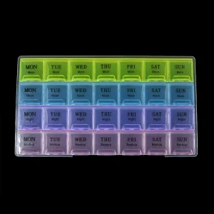 1 PC 4 Row 28 Squares Weekly 7 Days Tablet Pill Box Holder Medicine Storage Container Case Pill Case Organizer Storage Box 1