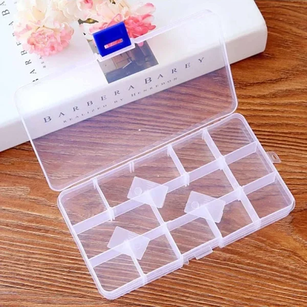 Portable Transparent Storage Box 10/15/24 Grids Plastic Clear Organizer with Cover Box for Jewelry Earrings Screw Nails Parts 4