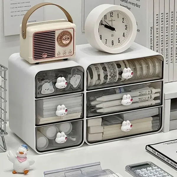 Desktop Drawer Box Desk Pen Holder Hair Accessories Storage Shelf Cosmetic Stationery Storage Box Home School Office Organizer 3
