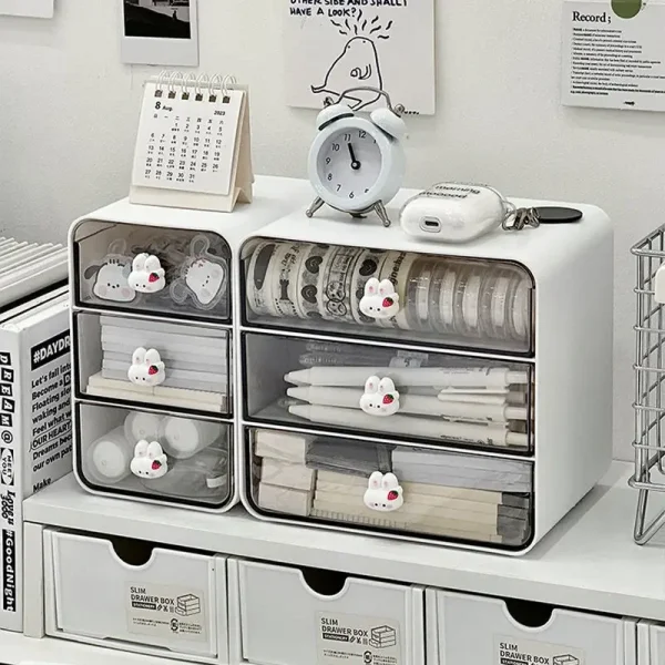 Desktop Drawer Box Desk Pen Holder Hair Accessories Storage Shelf Cosmetic Stationery Storage Box Home School Office Organizer 4