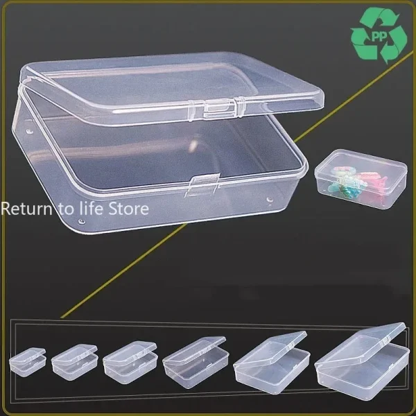 PP Storage Box Mini Transparent Plastic Case Container Square Rectangle Packaging Box for Jewellry Beads Small Items 1