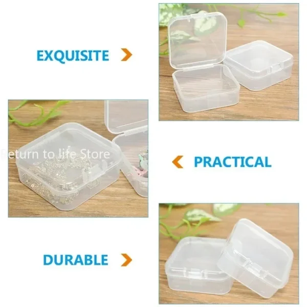 PP Storage Box Mini Transparent Plastic Case Container Square Rectangle Packaging Box for Jewellry Beads Small Items 3