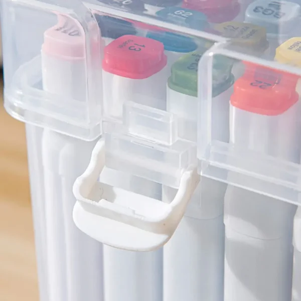 Portable Plastic Marker Pen Organizer Transparent Multi-slot Desk Pen Holder Handheld Waterproof Marker Storage Box Students 5
