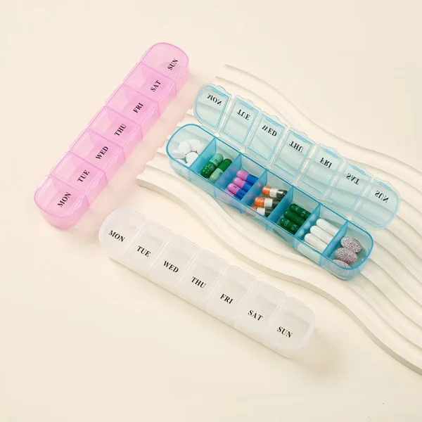 7 Days Pill Medicine Box Weekly Tablet Holder Storage Organizer Container Case Pill Box Splitters 3 Colors Pill Case Organizer 2