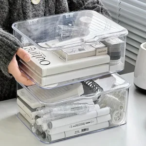 Acrylic Clear Storage Organizer Box - Clamshell Design for Home, Office Essentials with Multi-Purpose Stationery Organizers 1