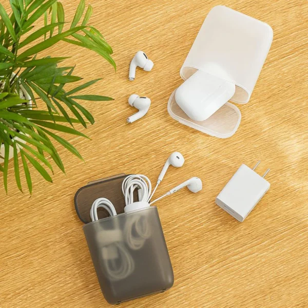 Desktop Data Cable Storage Box Dustproof With Cover Mobile Phone Charger Box Transparent Cable Wire Container Box in Office Home 2