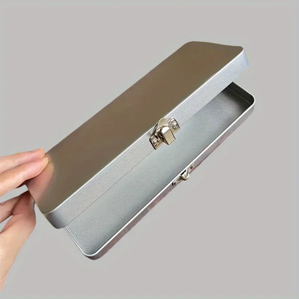 Universal Lockable Metal Storage Box for Craft & Sewing Supplies Durable Matte Rectangular Tin Organizer for Tools,Pencils 3