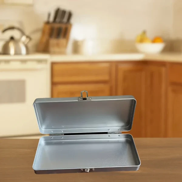 Universal Lockable Metal Storage Box for Craft & Sewing Supplies Durable Matte Rectangular Tin Organizer for Tools,Pencils 5