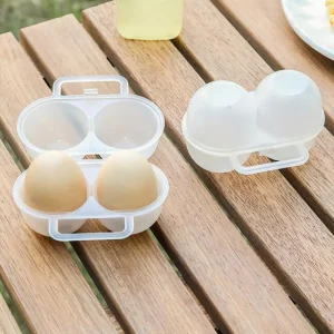 1PC 2 Grids Portable Egg Storage Box Plastic Durable Egg Storage Container Save Space Refrigerator Egg Dispenser With Handle 1