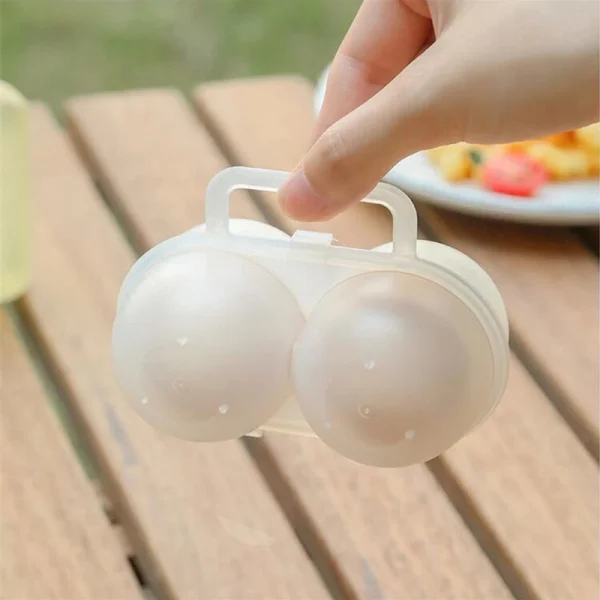 1PC 2 Grids Portable Egg Storage Box Plastic Durable Egg Storage Container Save Space Refrigerator Egg Dispenser With Handle 2