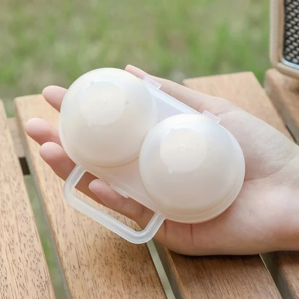 1PC 2 Grids Portable Egg Storage Box Plastic Durable Egg Storage Container Save Space Refrigerator Egg Dispenser With Handle 4
