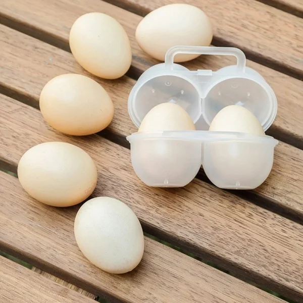1PC 2 Grids Portable Egg Storage Box Plastic Durable Egg Storage Container Save Space Refrigerator Egg Dispenser With Handle 5