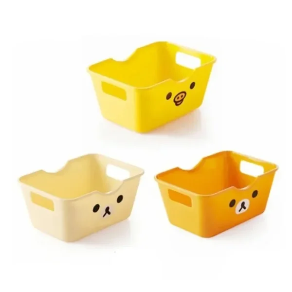 Cartoon Bear Shape Plastic Storage Box Desktop Mini Organizer Box Sundry Snacks Dormitory Home Khaki White Yellow Optional 2