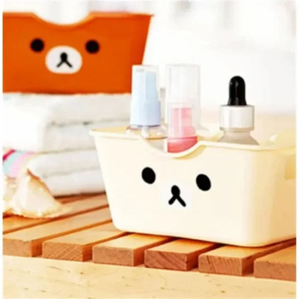 Cartoon Bear Shape Plastic Storage Box Desktop Mini Organizer Box Sundry Snacks Dormitory Home Khaki White Yellow Optional 3