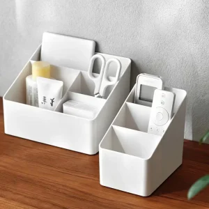1PC Plastic Desktop Storage Box 3/4 Grids Dormitory Finishing Shelf Multifunctional Sorting Box Table Desktop Stationery Box 1
