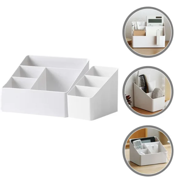 1PC Plastic Desktop Storage Box 3/4 Grids Dormitory Finishing Shelf Multifunctional Sorting Box Table Desktop Stationery Box 3
