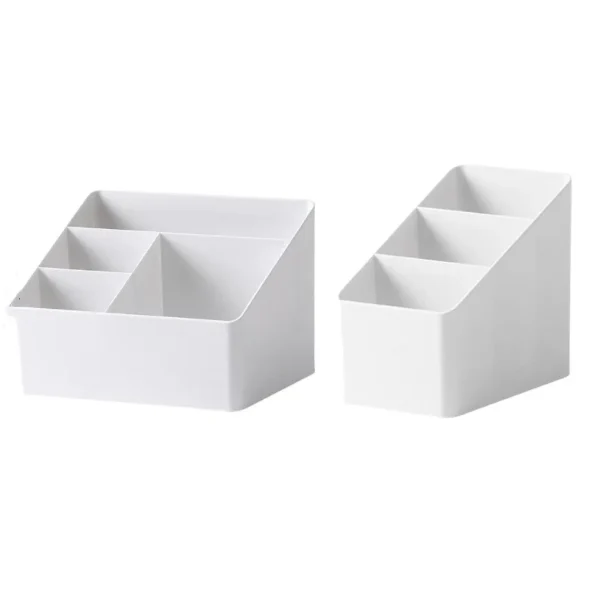 1PC Plastic Desktop Storage Box 3/4 Grids Dormitory Finishing Shelf Multifunctional Sorting Box Table Desktop Stationery Box 4