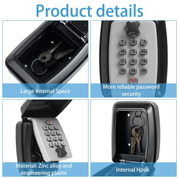 New Smart Password Combination Key Lock Box Storage Key Wall Mounted Key Safe Outdoor Key Box 4 Digit Combination 2