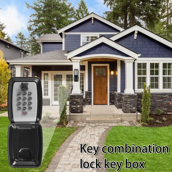 New Smart Password Combination Key Lock Box Storage Key Wall Mounted Key Safe Outdoor Key Box 4 Digit Combination 5