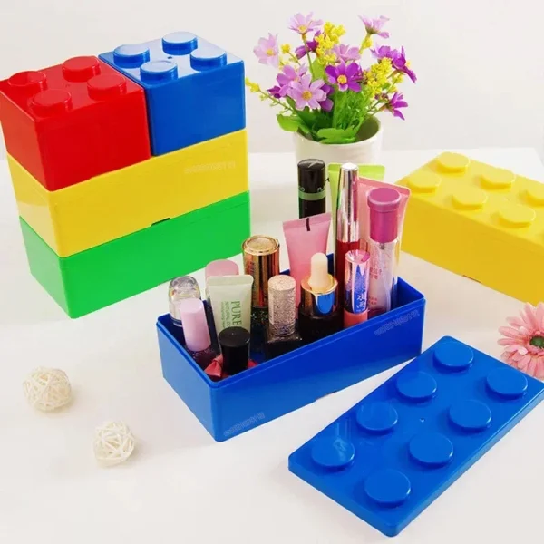 1PC Building Blocks Stackable Storage Box Office Stationery Sundry Desktop Storage Box Cosmetic Storage Boxes 3