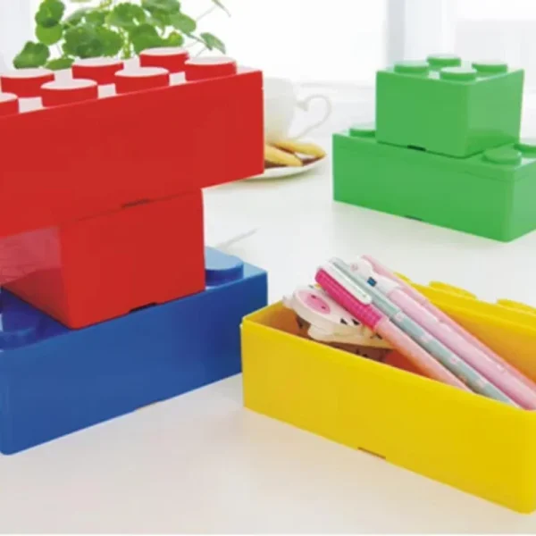 1PC Building Blocks Stackable Storage Box Office Stationery Sundry Desktop Storage Box Cosmetic Storage Boxes 4