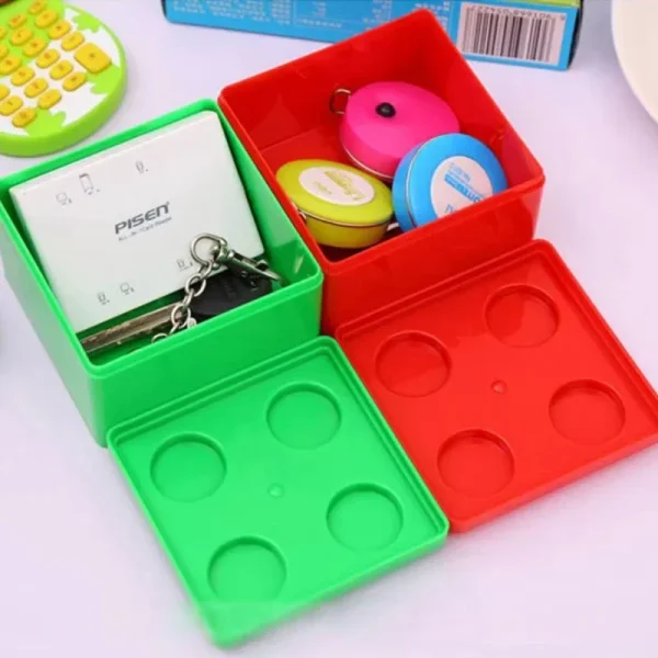 1PC Building Blocks Stackable Storage Box Office Stationery Sundry Desktop Storage Box Cosmetic Storage Boxes 6