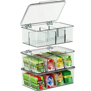 Tea Bag Storage Box Office Multi-function Storage Box Acrylic Seal with Lid Dustproof Storage Tank Coffee Sugar Compartment Box 1