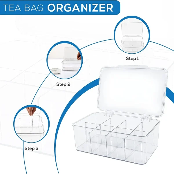 Tea Bag Storage Box Office Multi-function Storage Box Acrylic Seal with Lid Dustproof Storage Tank Coffee Sugar Compartment Box 2