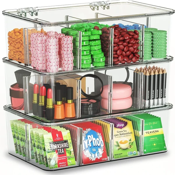 Tea Bag Storage Box Office Multi-function Storage Box Acrylic Seal with Lid Dustproof Storage Tank Coffee Sugar Compartment Box 5