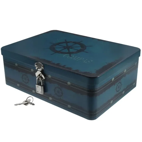 Large Capacity Tinplate Box with Lock Key Desktop Storage Case Metal Box Jewelry Storage Empty Box Sundries Storage Container 5