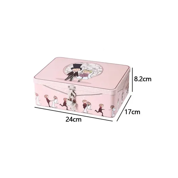 Large Capacity Tinplate Box with Lock Key Desktop Storage Case Metal Box Jewelry Storage Empty Box Sundries Storage Container 6