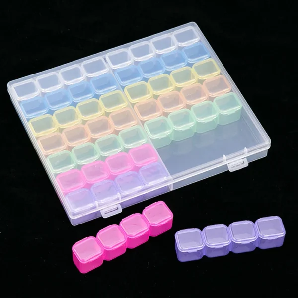 28/56 Grids Storage Box Portable DIY Diamond Painting Boxes Plastic Cases Jewelry Nail Art Rhinestone Beads Container Organizers 2
