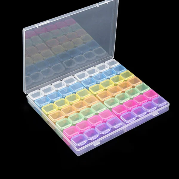 28/56 Grids Storage Box Portable DIY Diamond Painting Boxes Plastic Cases Jewelry Nail Art Rhinestone Beads Container Organizers 3